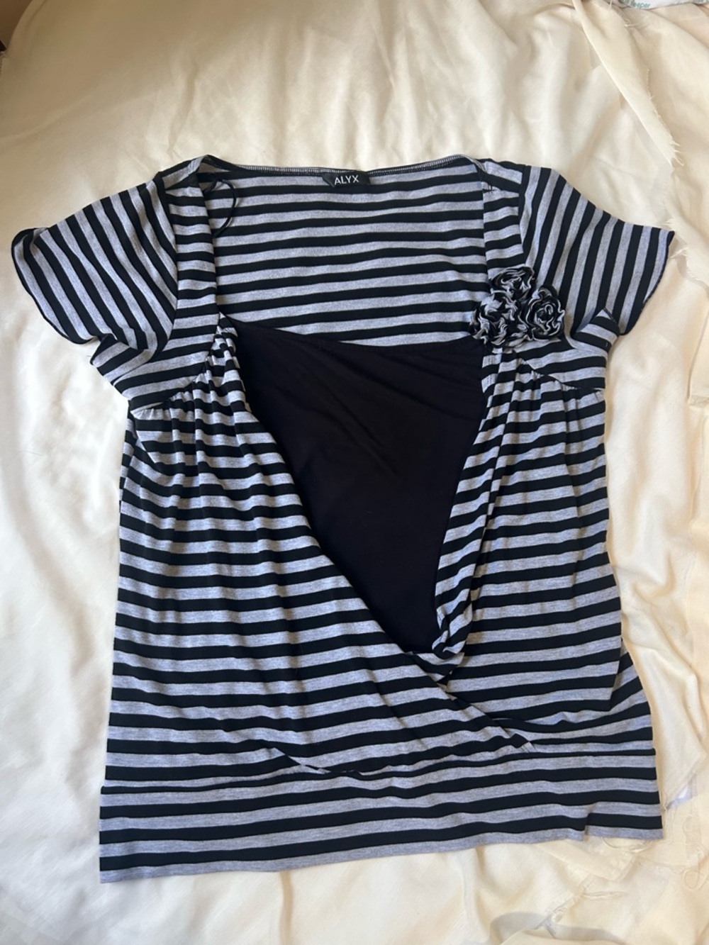 Alyx Striped Rose Draped Layered Y2k Vtg XL Womens Black and Grey Grunge Sleeze